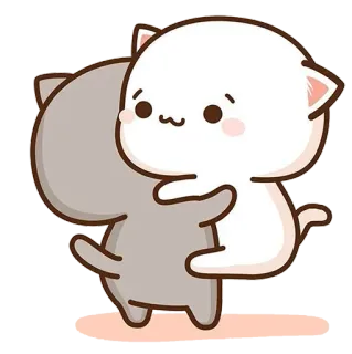 🙆‍♀ chats, câlin, mignon, dessin animé, animaux, kawaii whatsapp sticker