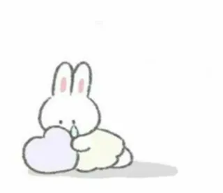 🤍 triste, conejo, llorando, corazón, dibujos animados, lindo, kawaii, pegatina telegram sticker
