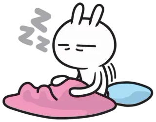 😴 królik, śpiący, słodki, kreskówka, łóżko, poduszka telegram sticker