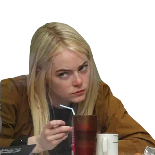 😤 여자, 금발, 얼굴, 표정, 사람, 의심스러운, 엠마 스톤 telegram sticker