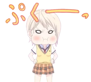 😠 ぷー anime, cartoon, angry, pouting, character, japanese telegram sticker
