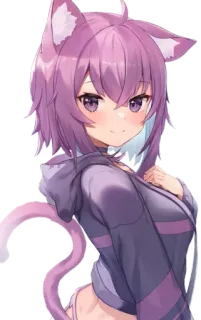 😍 anime, catgirl, kawaii, cute, girl, ears, tail telegram sticker