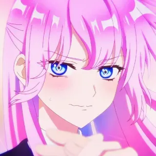 ❤️ anime, cabelo rosa, menina, fofa, desenho animado whatsapp sticker