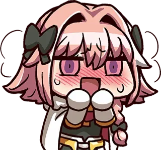 😳 Astolfo 애니메이션, 귀여운, 볼빨개짐, 카와이, 신나는 whatsapp sticker