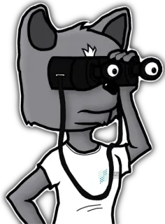 👀 animal, binóculos, olhando, desenho animado, busca, investigação telegram sticker