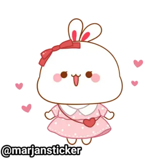 ❤️ @marjansticker стикер, кролик, милый, сердечки, животное, мультфильм telegram sticker