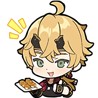 👍 Thoma Genshin Impact โทมะ, Genshin Impact, วิดีโอเกม, อนิเมะ, ตัวละคร, อาหาร telegram sticker