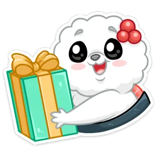 🎁 Мультфильм, Милый, Подарок, Праздник, Очаровательный, Радостный, Счастливый telegram sticker