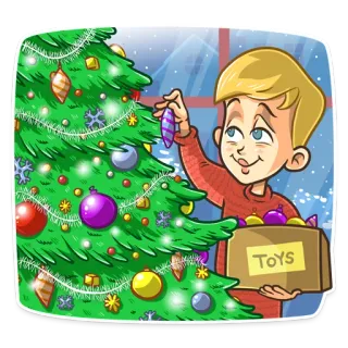 🎄 TOYS 크리스마스, 나무, 소년, 장난감, 장식, 장식, 휴일, 겨울 telegram sticker