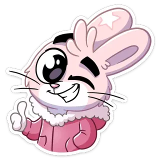 😉 thỏ, hoạt hình, nhân vật, động vật, hồng, dễ thương, kawaii telegram sticker
