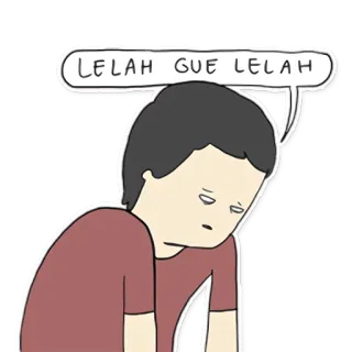 😰 LELAH GUE LELAH fatigué, Lelah, je suis fatigué, dessin animé, épuisé telegram sticker