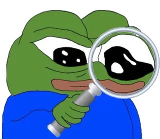 🔎 Pepe the Frog Meme, Żaba Pepe, Lupa, Mem internetowy telegram sticker