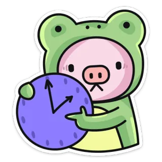 😑 sapo, porco, fantasia, relógio, fofo, desenho animado telegram sticker