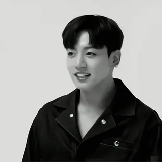 π₯’ Jungkook penyanyi, kpop, bts, idola, pria, hitam putih whatsapp sticker