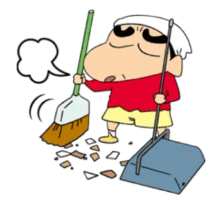 🚵‍♂ Shin-chan Nohara Crayon Shin-chan Anime, Limpieza, Barrer, Dibujos animados, Personaje, Shin-chan telegram sticker
