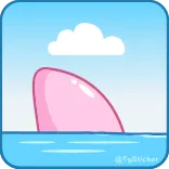 🦈 Rekin, Płetwa, Woda, Morze, Ocean, Różowy, Kreskówka telegram sticker