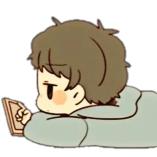 🌨 Cartoon, Junge, Handy, entspannt, faul, süß telegram sticker