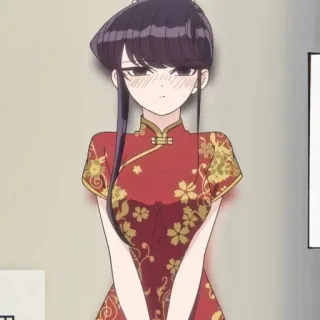 🍤 Komi Shouko Komi Can't Communicate 코미 쇼코, 애니메이션, 만화, 빨간 드레스, 캐릭터, 코미 양은 커뮤증입니다 telegram sticker