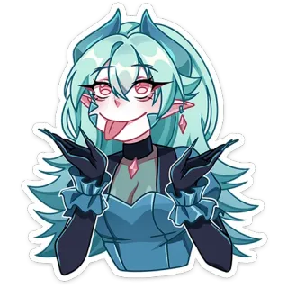🤷 アニメ, 悪魔, 女の子, 舌, 角, 指差し telegram sticker