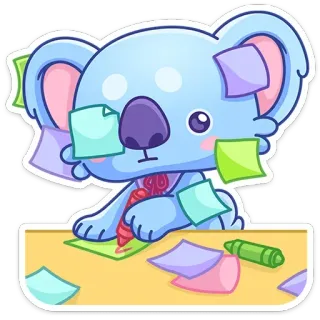 😐 koala, carino, adesivi, note, disegno, cartoni animati telegram sticker