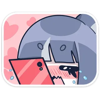 😭 sticker, cartoon, anime, girl, crying, phone, blushing telegram sticker