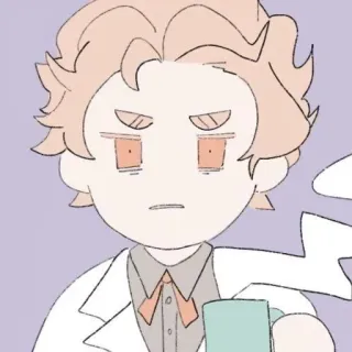 ✂️ Wissenschaftler, Laborkittel, ernst, Cartoon, helllila telegram sticker