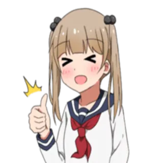 👍 Anime-Mädchen, Schuluniform, Daumen hoch, Fröhlich, Cartoon, Aufkleber whatsapp sticker