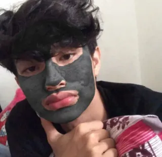 🚬 person, face mask, skin care, selfie, beauty, man, teen telegram sticker