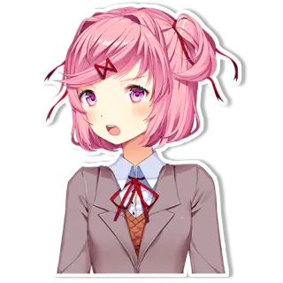 😲 Natsuki Аниме, Милый, Девушка, Розовые Волосы, Манга whatsapp sticker
