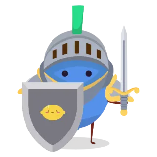 👊 อัศวิน, มะนาว, การ์ตูน, ชุดเกราะ, ดาบ, โล่, ยุคกลาง, ผลไม้ telegram sticker