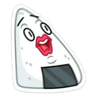 😳 Onigiri, Polpetta di riso, Cibo, Kawaii, Carino, Personaggio, Cartone animato telegram sticker