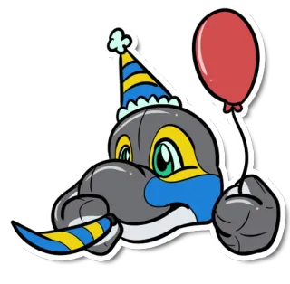 🎉 autocollant, ballon, chapeau de fête, animal, dessin animé, fête telegram sticker
