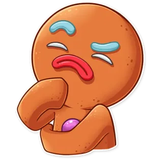 🤔 pão de mel, biscoito, desenho animado, comida, doce, sobremesa, personagem telegram sticker