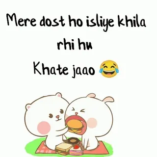 😂 Mere dost ho isliye khila rahi hu
Khate jaao mignon, amitié, nourriture, dessin animé, animé, adorable, kawaii telegram sticker