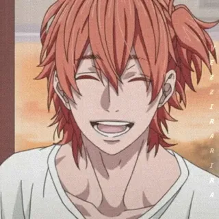 🥀 anime, manga, smiling, orange hair, happy, illustration, portrait telegram sticker
