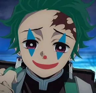 🤡 anime, clown, demon slayer, fan art, joker, tanjiro whatsapp sticker