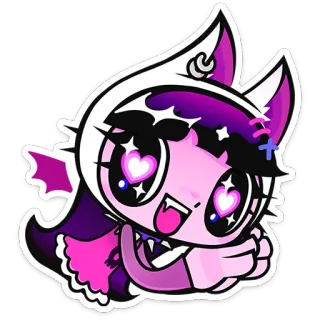 ⭐ Dibujo animado, Mono, Kawaii, Animal, Morado, Rosa telegram sticker
