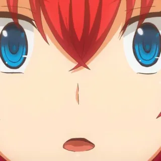 🩸 animé, visage, gros plan, cheveux roux, yeux bleus whatsapp sticker