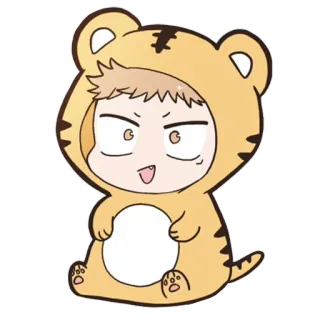 😀 Dessin animé, Tigre, Animal, Costume, Mignon, Kawaii telegram sticker