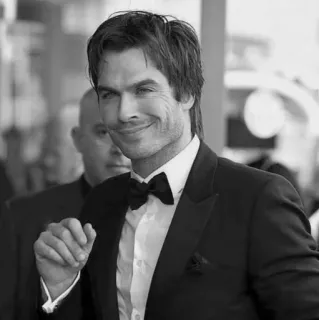 ⚫️ Ian Somerhalder 俳優, 男性, 有名人, タキシード, 白黒 telegram sticker