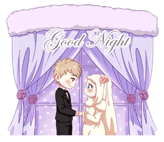 👫 Good Night buenas noches, pareja, boda, novia, novio, dibujos animados whatsapp sticker