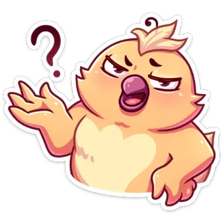 ❓ pássaro, pergunta, confuso, fofo, desenho animado, ponto de interrogação, emoção telegram sticker