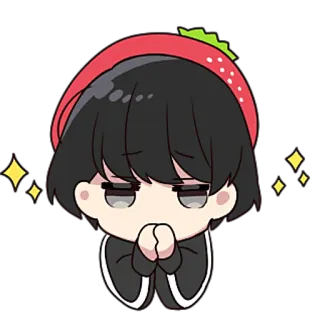 😍 sticker, animé, mignon, fraise, kawaii, personnage, dessin animé whatsapp sticker