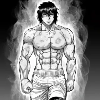 ⚫️ Anime, Manga, Musclé, Combattant, Athlète, Arts Martiaux, Homme whatsapp sticker
