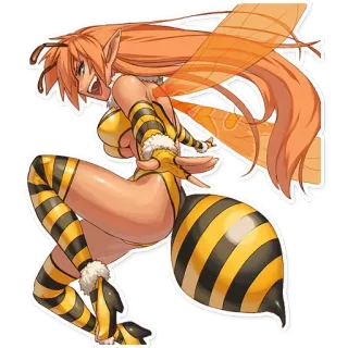 🐝 ผึ้ง, อนิเมะ, ผู้หญิง, สัตว์ประหลาด, แฟนตาซี, ลาย, ปีก telegram sticker
