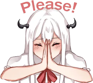 😖 Please! Anime, Supplier, Implorer, Requête, Mignon, Fille, Démon telegram sticker