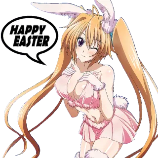 🐰 HAPPY EASTER pâques, lapin, anime, fille, fête, mignon, oreilles de lapin whatsapp sticker