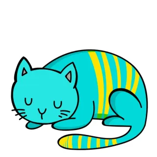 😮 Katze, Tier, Cartoon, Sticker, süß, schlafend, blau, gelb telegram sticker
