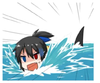 🌊 Anime, Squalo, Acqua, Cartone animato whatsapp sticker