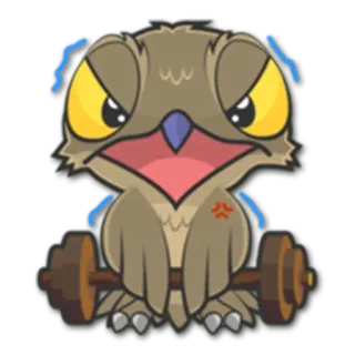 💪 coruja, levantamento de peso, bravo, exercício, desenho animado whatsapp sticker